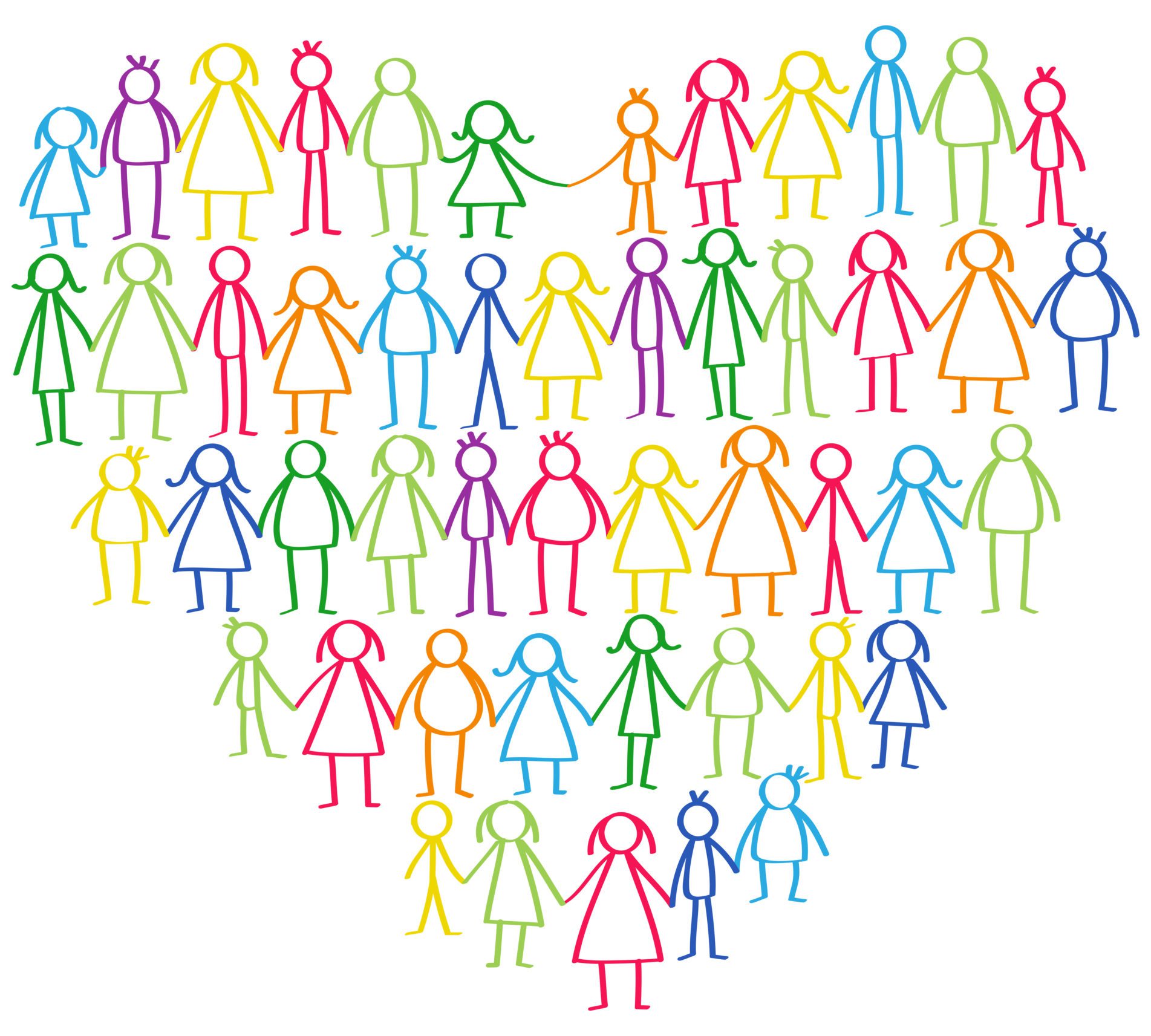Vector illustration of colorful male and female stick figures st