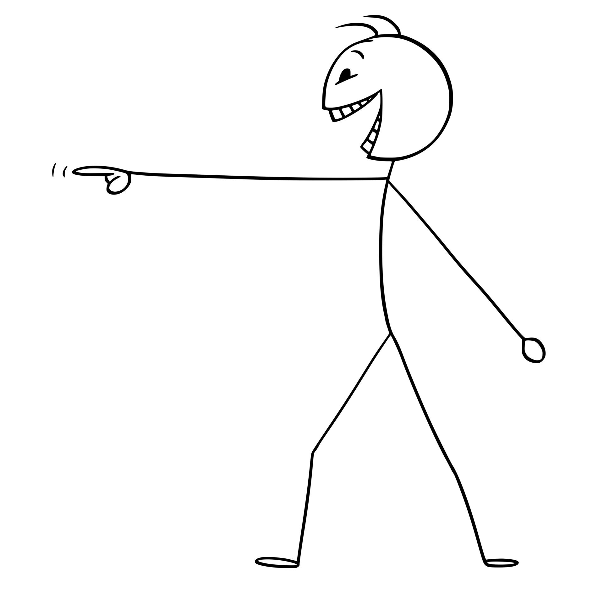 Vector Cartoon of Crazy or Mad Man or Businessman Pointing His Finger and Laughing
